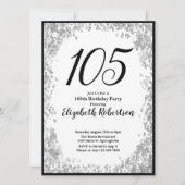 Elegant 105th Birthday Invitation Silver and Black 招待状 (正面)