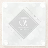 Elegant 10th Tin Wedding Anniversary Celebration ガラスコースター (裏面)