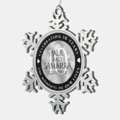 Elegant 10th Tin Wedding Anniversary Celebration スノーフレークピューターオーナメント (右)