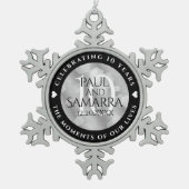 Elegant 10th Tin Wedding Anniversary Celebration スノーフレークピューターオーナメント (正面)