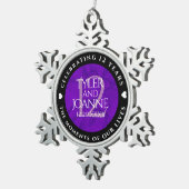 Elegant 12th Silk Wedding Anniversary Celebration スノーフレークピューターオーナメント (右)