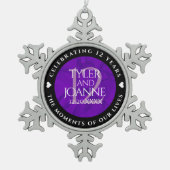 Elegant 12th Silk Wedding Anniversary Celebration スノーフレークピューターオーナメント (正面)