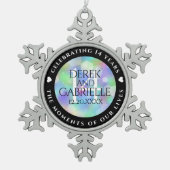 Elegant 14th Opal Wedding Anniversary Celebration スノーフレークピューターオーナメント (正面)