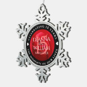 Elegant 15th Rose Wedding Anniversary Celebration スノーフレークピューターオーナメント (右)