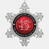 Elegant 15th Rose Wedding Anniversary Celebration スノーフレークピューターオーナメント (正面)