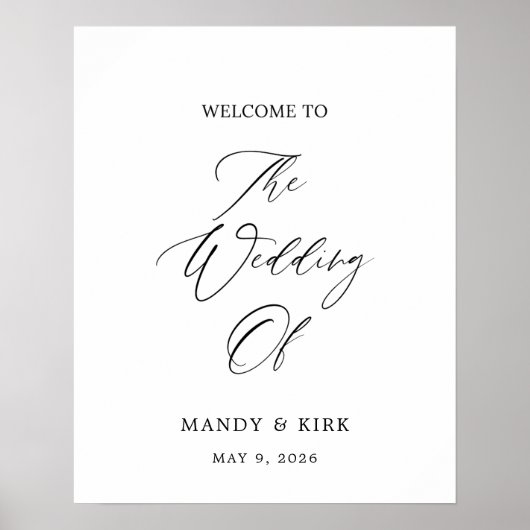 Elegant 16x20 Welcome Wedding Sign | Personalized  ポスター (正面)
