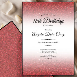 Elegant 18th Birthday Red Glitter Debut 招待状