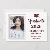 Elegant 2026 Graduate Graduation Portrait Photo 案内状 (正面)
