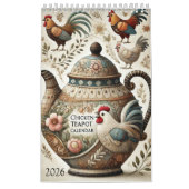 Elegant 2026 Pretty Chicken Teapots Calendar - Fun カレンダー (カバー)