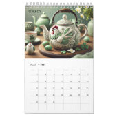 Elegant 2026 Pretty Chicken Teapots Calendar - Fun カレンダー (3月 2026)