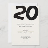 Elegant 20th Birthday Invitation - Minimal Style 招待状 (正面)