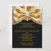 Elegant 21st Birthday Black Gold Butterfly Bow 招待状 (裏面)