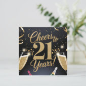 "Elegant 21st Birthday Design – Gold Glitter カード (スタンド正面)