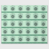 Elegant 21st Birthday Green Glitter with Stripes ラッピングペーパー (フラット)