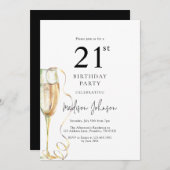 Elegant 21st Birthday Party 招待状 (正面/裏面)