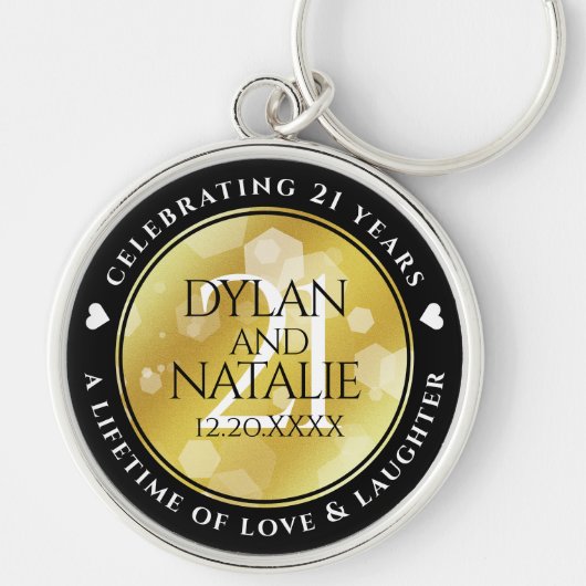 Elegant 21st Brass Wedding Anniversary Celebration キーホルダー (正面)