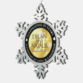 Elegant 21st Brass Wedding Anniversary Celebration スノーフレークピューターオーナメント (右)