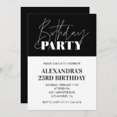 Elegant 23rd birthday invitations Black White 招待状 (正面/裏面)