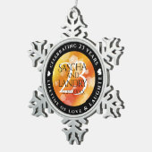 Elegant 23rd Imperial Topaz Wedding Anniversary スノーフレークピューターオーナメント (右)