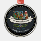 Elegant 250th Anniversary Bold Charcoal Silver  メタルオーナメント (正面)