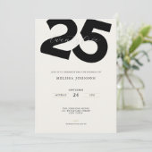 Elegant 25th Birthday Invitation - Minimal Style 招待状 (スタンド正面)