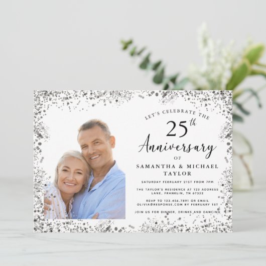 Elegant 25th Wedding Anniversary 招待状 (スタンド正面)