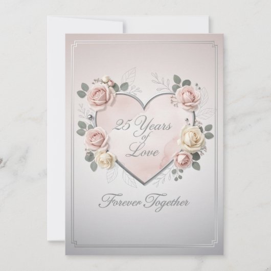 Elegant 25th Wedding Anniversary Card - romantic シーズンカード (正面)