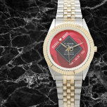 Elegant 26th Rose Wedding Anniversary Celebration 腕時計<br><div class="desc">Celebrate the 26th rose wedding anniversary and a love that stands the test of time with this stylish watch! Elegant white lettering on a romantic red rose background add a memorable touch for this special occasion and extraordinary milestone. Personalize with the couple's names and dates of marriage. Design © W.H....</div>