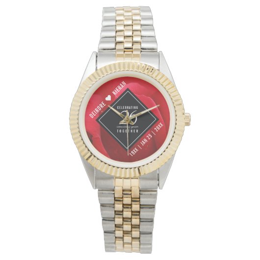 Elegant 26th Rose Wedding Anniversary Celebration 腕時計 (正面)