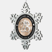 Elegant 28th Linen Wedding Anniversary Celebration スノーフレークピューターオーナメント (右)