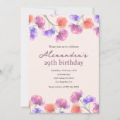 Elegant 29th birthday invitations Boho Floral Chic 招待状 (正面)