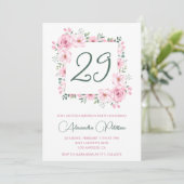 Elegant 29th birthday invitations Floral Pink  招待状 (スタンド正面)