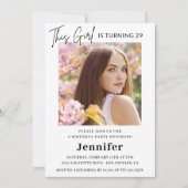 Elegant 29th birthday invitations Photo Modern 招待状 (正面)