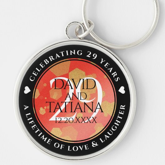 Elegant 29th Garnet Wedding Anniversary キーホルダー (正面)