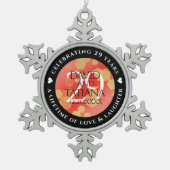 Elegant 29th Garnet Wedding Anniversary スノーフレークピューターオーナメント (正面)