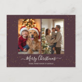 Elegant  2 Photo Christmas Card シーズンポストカード (正面)