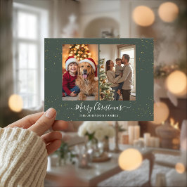 Elegant  2 Photo Christmas Card シーズンポストカード
