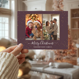 Elegant  2 Photo Christmas Card シーズンポストカード
