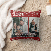 Elegant 2 Photo Red Keepsake Family Photo クッション (ブランケット)