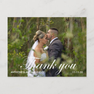 Elegant 2 Photo Wedding With Notes Thank You Postc ポストカード