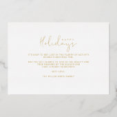 Elegant 2 Photos Whimsical Happy Holidays 箔シーズンカード (裏面)