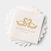 Elegant 2 Swans Silhouette Wedding Couple 箔ナプキン (インサイチュ (積み重ね))