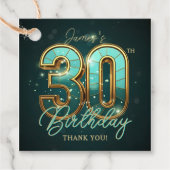 Elegant 30th Birthday Gold Teal 3D Effect Luxury フェイバータグ (正面)