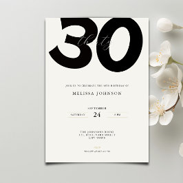 Elegant 30th Birthday Invitation - Minimal Style 招待状