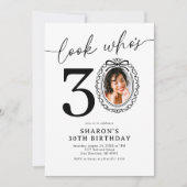 Elegant 30th Birthday Photo 招待状 (正面)