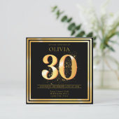 Elegant 30th Gold Black Birthday Invitation 招待状 (スタンド正面)