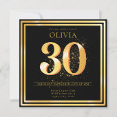 Elegant 30th Gold Black Birthday Invitation 招待状 (正面)