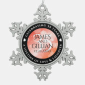 Elegant 35th Coral Wedding Anniversary Celebration スノーフレークピューターオーナメント (正面)