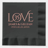 Elegant 35th Coral Wedding Anniversary Years 箔ナプキン (正面)