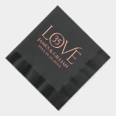 Elegant 35th Coral Wedding Anniversary Years 箔ナプキン (右)